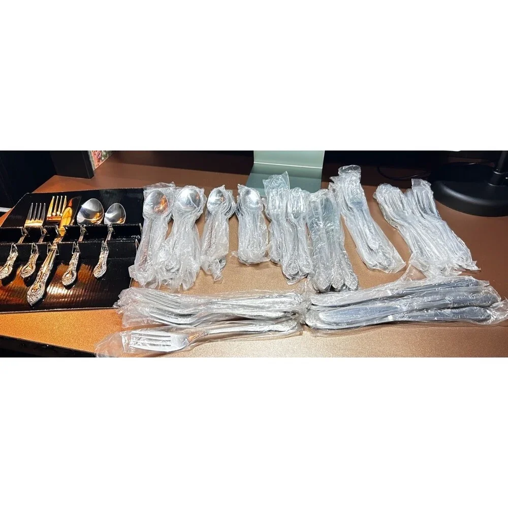 Vintage International Supreme Cutlery Victorian Rose 60 Pc Stainless Flatware Se